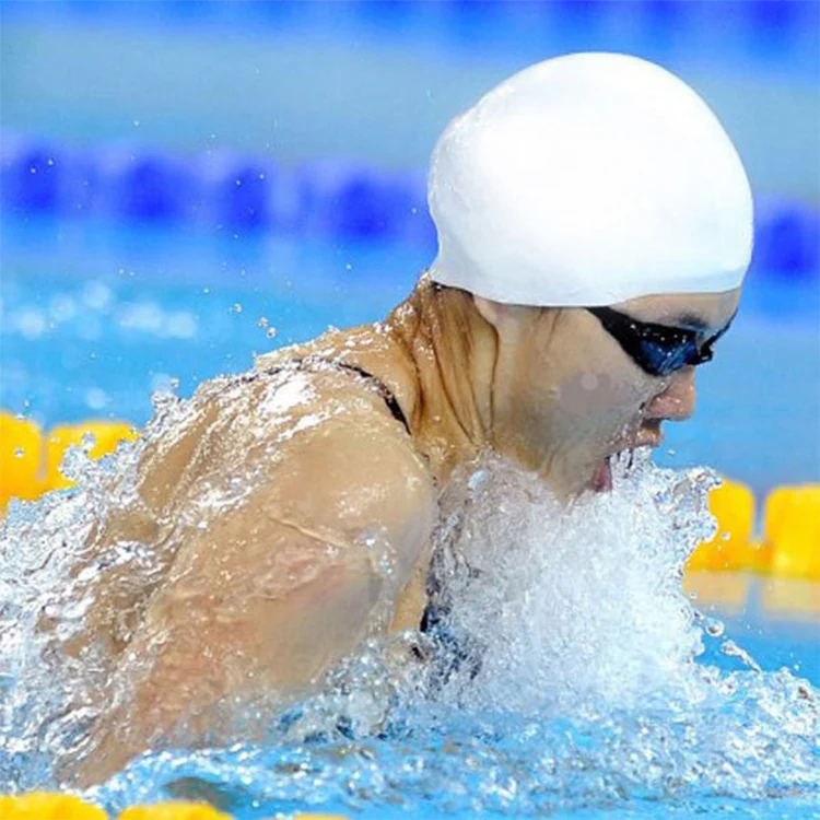 Glossy Seamless Pure Silicone High Elasticity Professional Swimming Cap(Red) - Image 6