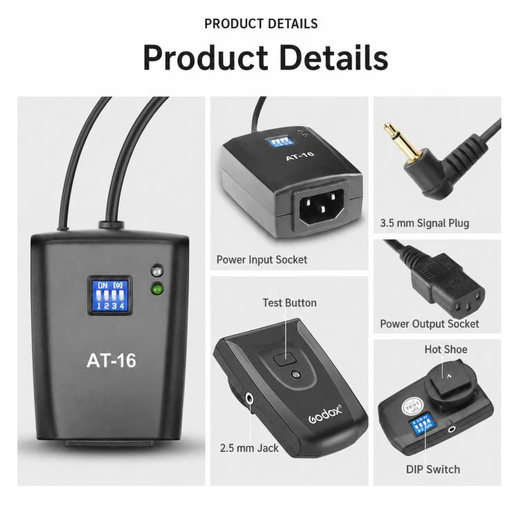 Godox AT-16 Wireless Trigger 16-Channel Flash Receiver Universal Camera Trigger, Spec: Receiver - Image 7