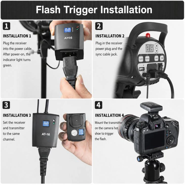 Godox AT-16 Wireless Trigger 16-Channel Flash Receiver Universal Camera Trigger, Spec: Receiver - Image 8