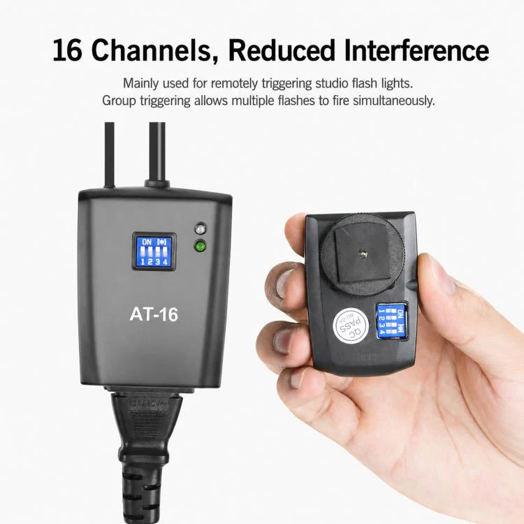 Godox AT-16 Wireless Trigger 16-Channel Flash Receiver Universal Camera Trigger, Spec: Transmitter+Receiver - Image 2