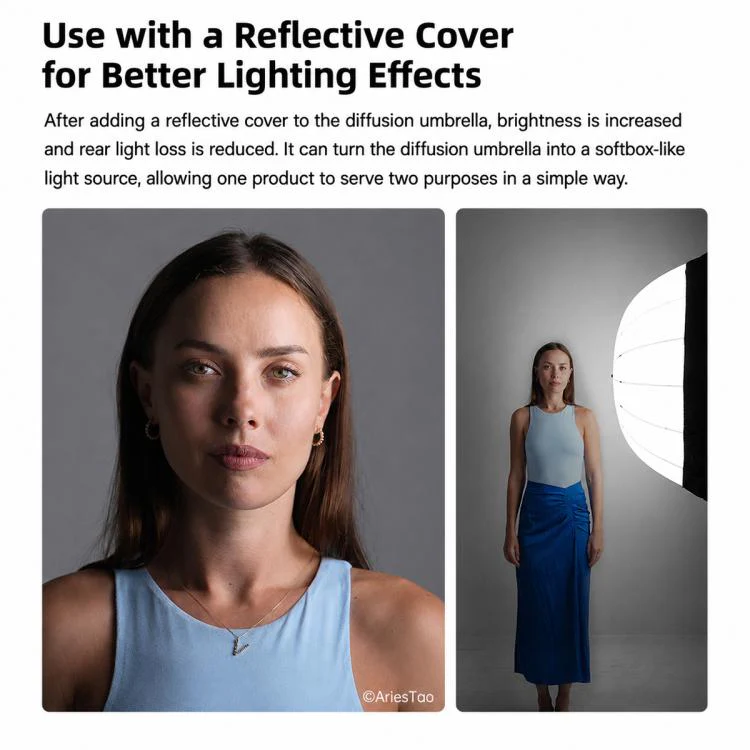 Godox Photography Studio Reflector Diffuser DPU-130BS Black Silver Softbox Reflector - Image 20