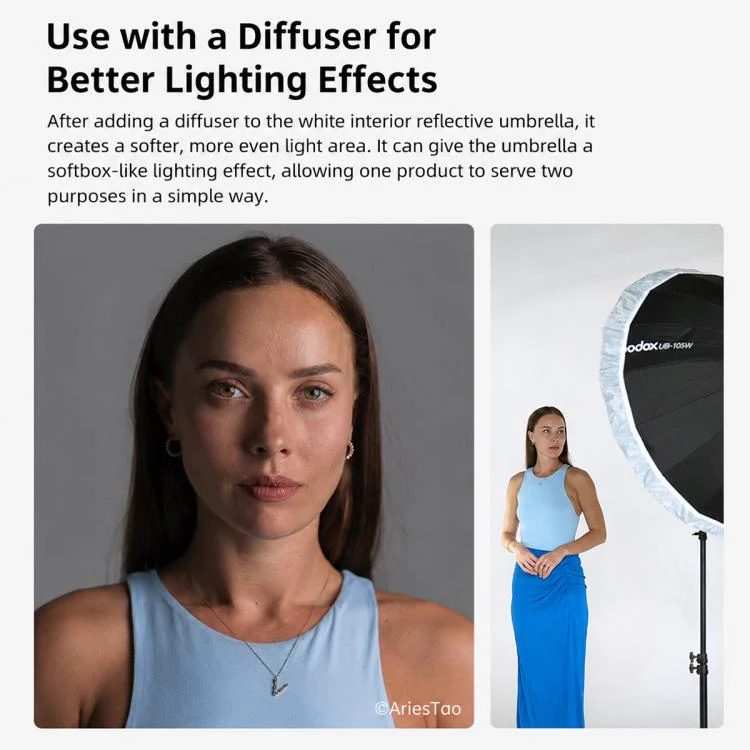 Godox Photography Studio Reflector Diffuser DPU-165BS Black Silver Softbox Reflector - Image 17