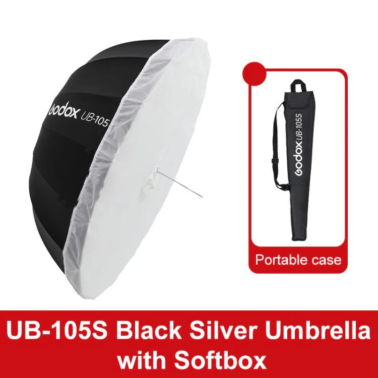 Godox Photography Studio Reflector Diffuser UB-105S Black Silver Umbrella with Softbox