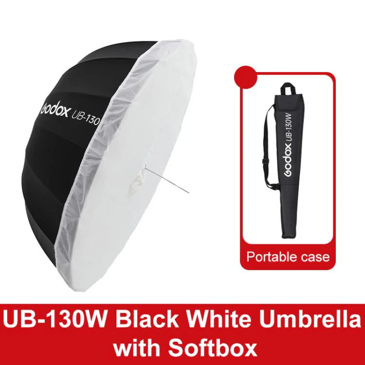 Godox Photography Studio Reflector Diffuser UB-130W Black White Umbrella with Softbox