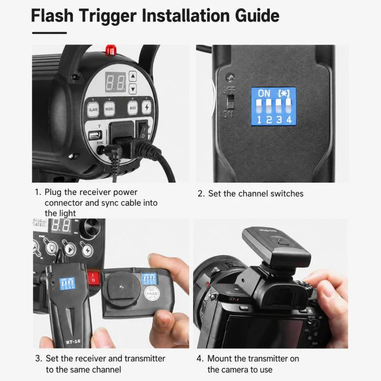 Godox RT16 Flash Trigger Studio Light Photography Light DSLR Camera Remote Control Wireless Sync Trigger, Spec: Receiver - Image 9