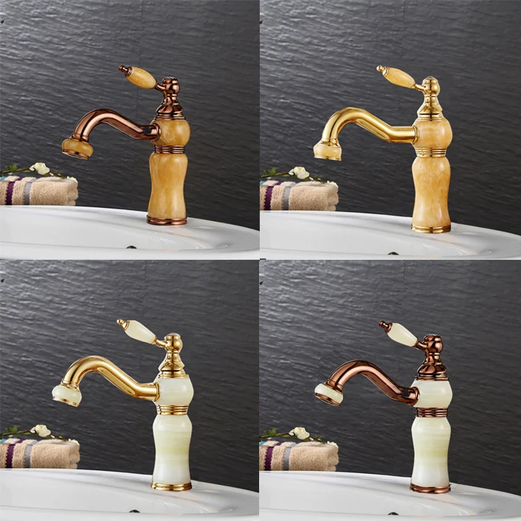 Gold-plated Copper 360-degree Rotating Basin Hot and Cold Water Faucet, Color: Sapphire Zirconium Rose Gold - Image 2