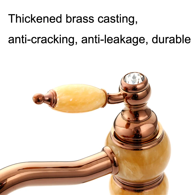 Gold-plated Copper 360-degree Rotating Basin Hot and Cold Water Faucet, Color: Sapphire Zirconium Rose Gold - Image 3