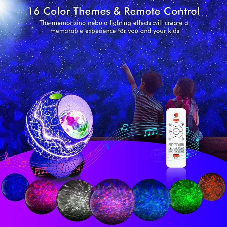 Gold Starry Projector Music Night Light with Remote Control(Colorful Light) - Image 6
