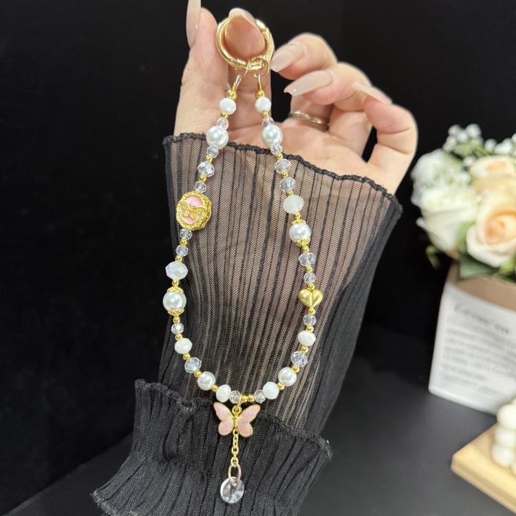 Gold Tiny Butterfly Water Drop Crystal Chain(White)