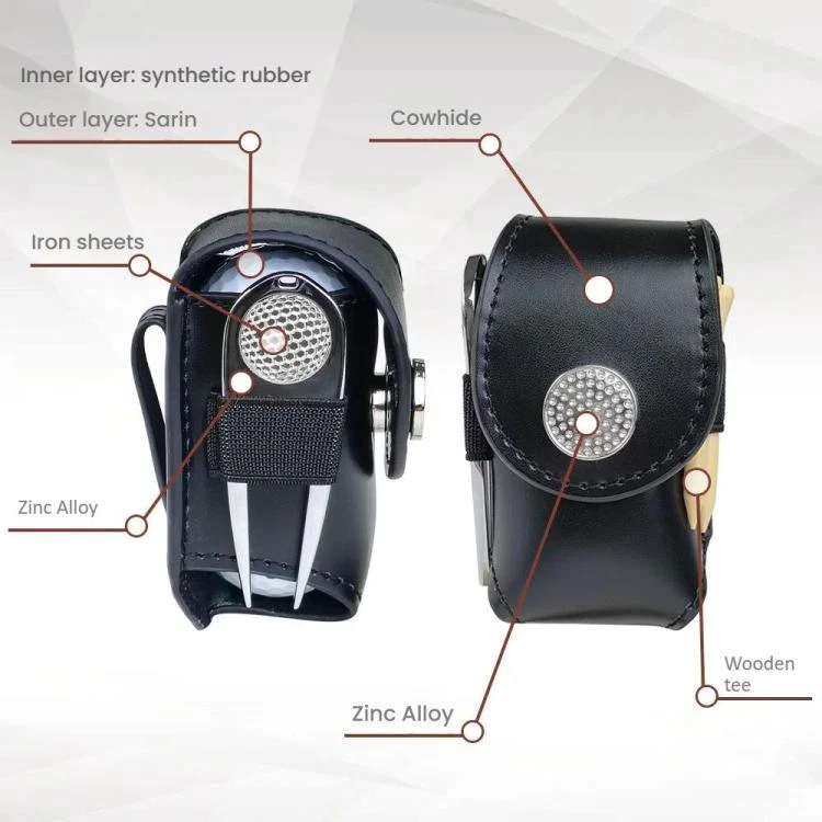 Golf Ball Bag Tee Storage Pouch Portable Cowhide Waist Bag, Spec: Empty Bag Black - Image 5