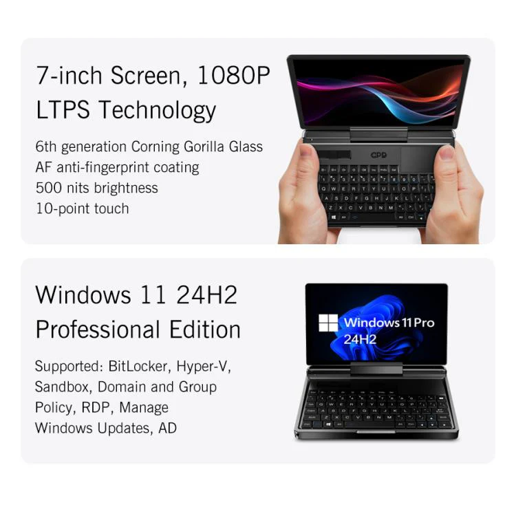 GPD MicroPC 2 Handheld Gaming PC, 16GB+512GB, 7 inch Windows 11 Pro Intel Core i3-N300, UK Plug - Image 6