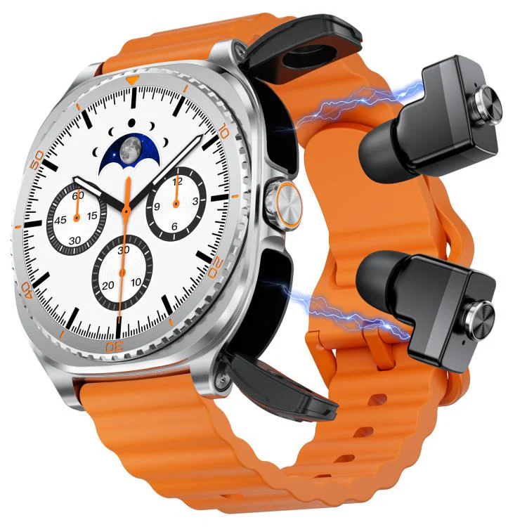 GT99 1.53-inch Display 2-in-1 Smart Sports Watch TWS Bluetooth Earphones(Silver Orange)