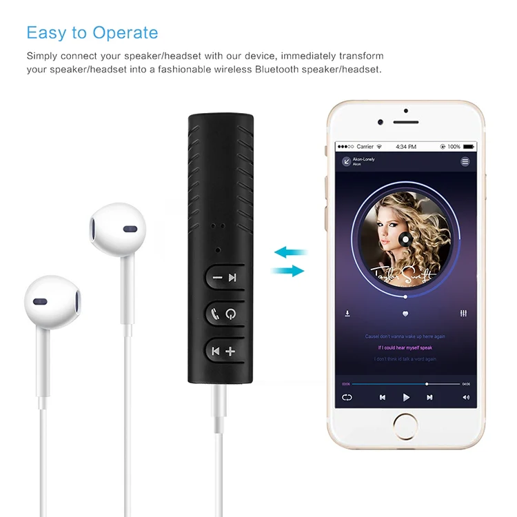 H-139 3.5mm Lavalier Bluetooth Audio Receiver with Metal Adapter(Blue) - Image 4