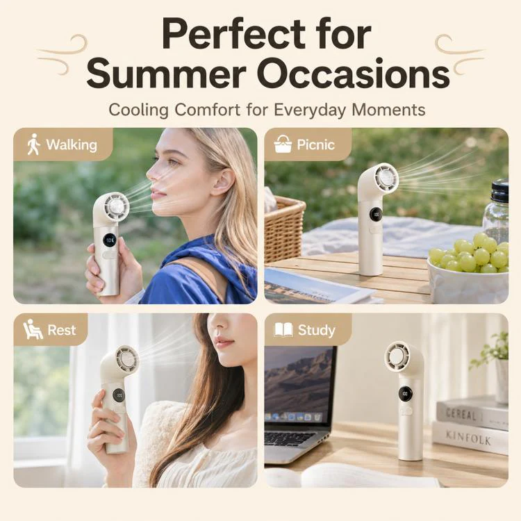 H27 Curved Ice Cooling Fan with Digital Display(Champagne Gold) - Image 10