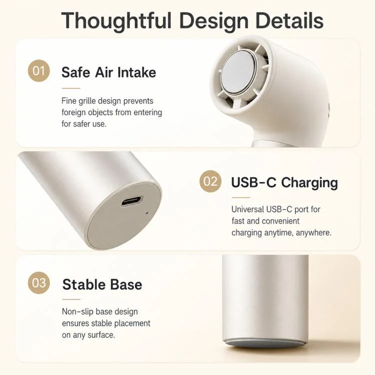 H27 Curved Ice Cooling Fan with Digital Display(Champagne Gold) - Image 11