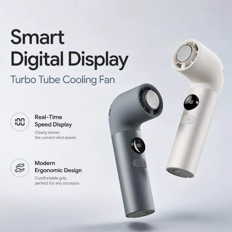 H27 Curved Ice Cooling Fan with Digital Display(Champagne Gold) - Image 3