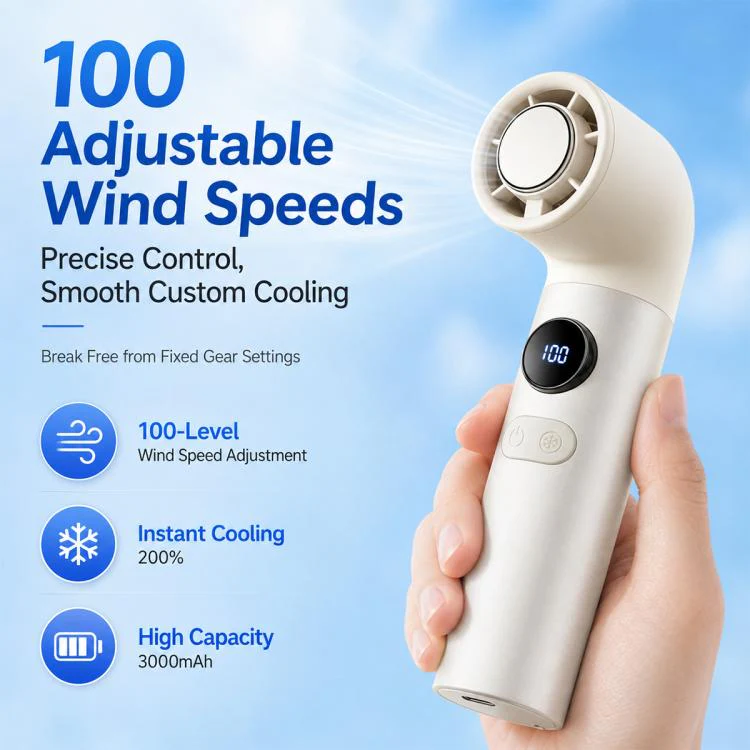 H27 Curved Ice Cooling Fan with Digital Display(Champagne Gold) - Image 6