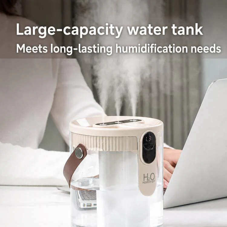 H40 3 Nozzles Household 1.5L Large Capacity Humidifier Quiet Humidifier With Ambient Light(Beige) - Image 4
