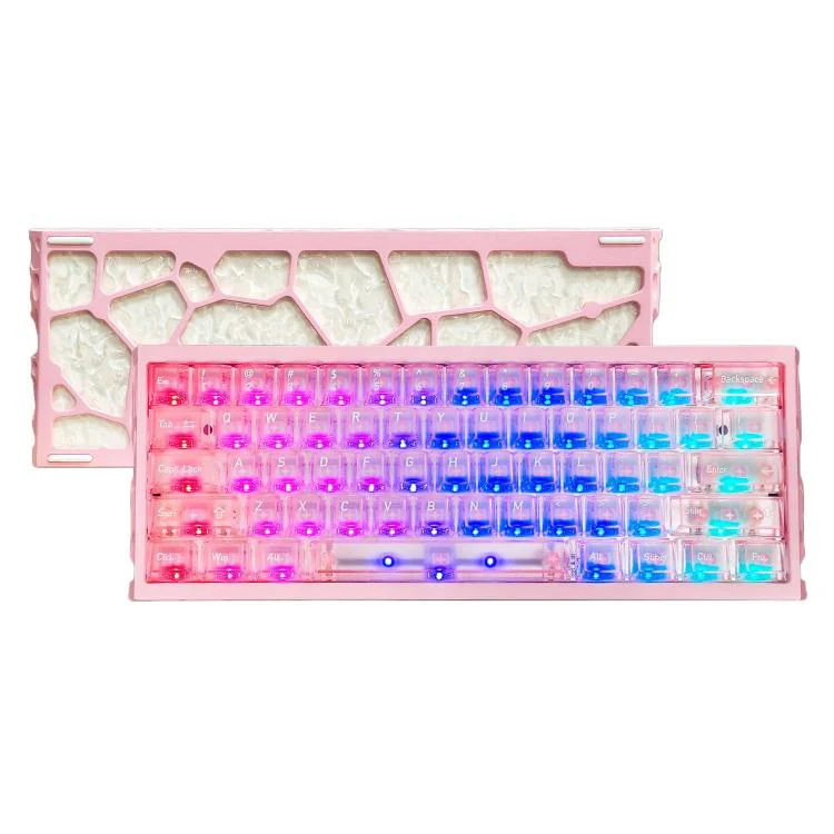 H60 Pro Bluetooth Wireless Triple-Mode Gaming Keycap Cutout Magnetic Axis Keyboard(Pink)