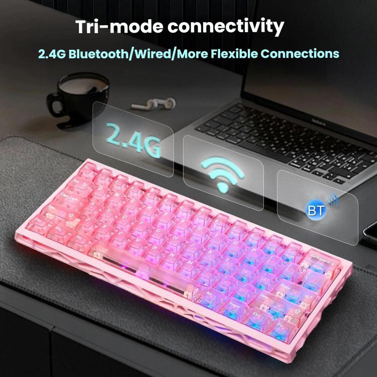 H60 Pro Bluetooth Wireless Triple-Mode Gaming Keycap Cutout Magnetic Axis Keyboard(Pink) - Image 2