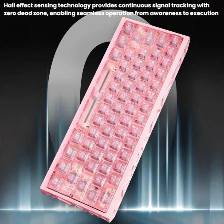 H60 Pro Bluetooth Wireless Triple-Mode Gaming Keycap Cutout Magnetic Axis Keyboard(Pink) - Image 4