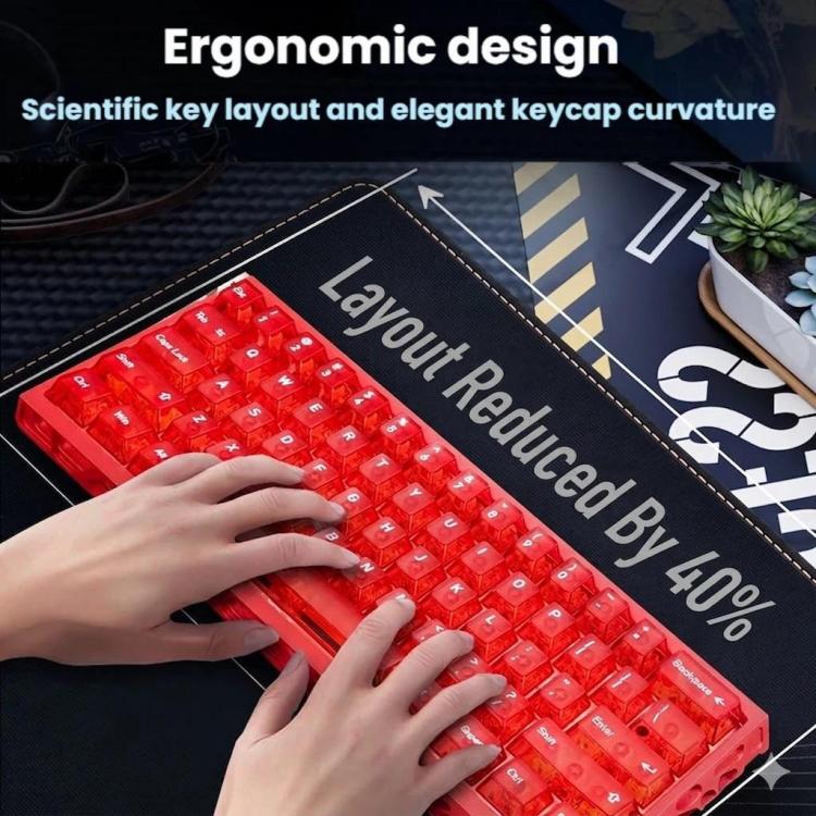 H60 Pro Bluetooth Wireless Triple-Mode Gaming Keycap Cutout Magnetic Axis Keyboard(Pink) - Image 5