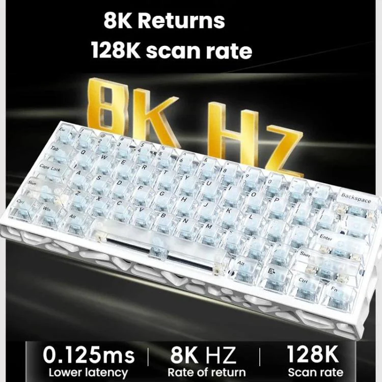 H60 Pro Bluetooth Wireless Triple-Mode Gaming Keycap Cutout Magnetic Axis Keyboard(Pink) - Image 7