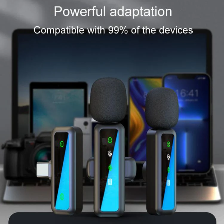 H63 Wireless Lavalier Microphone Live Shooting Audio Noise Canceling Device, Style: Dual Mic(8 Pin) - Image 9