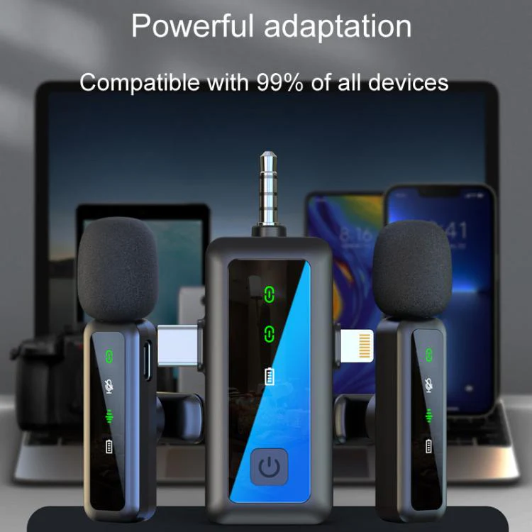 H65 3 In 1 Lavalier Wireless Microphone Outdoor Broadcast Noise Canceling Sports Camera Microphone, Style: Dual Mic - Image 8