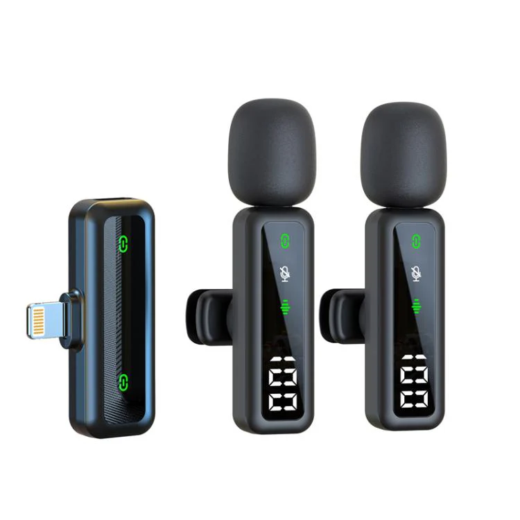 H67 8 Pin Dual Mic Live Noise Reduction Video Shooting Mini Mobile Phone Microphone Digital Wireless Lapel Microphone