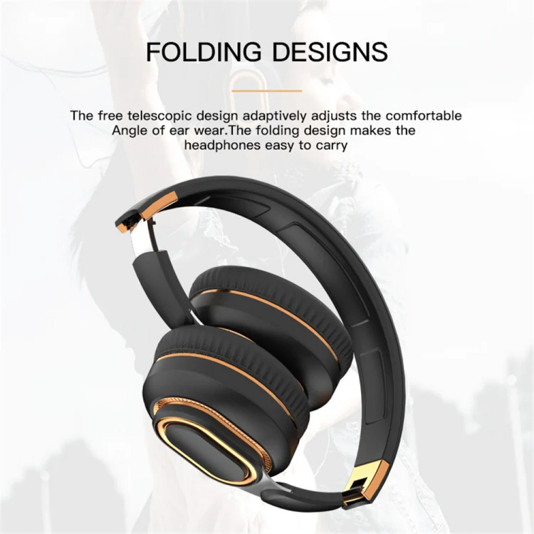 H7 Foldable Wireless Bluetooth Headset With Microphone Support TF Card, AUX(Black) - Image 3
