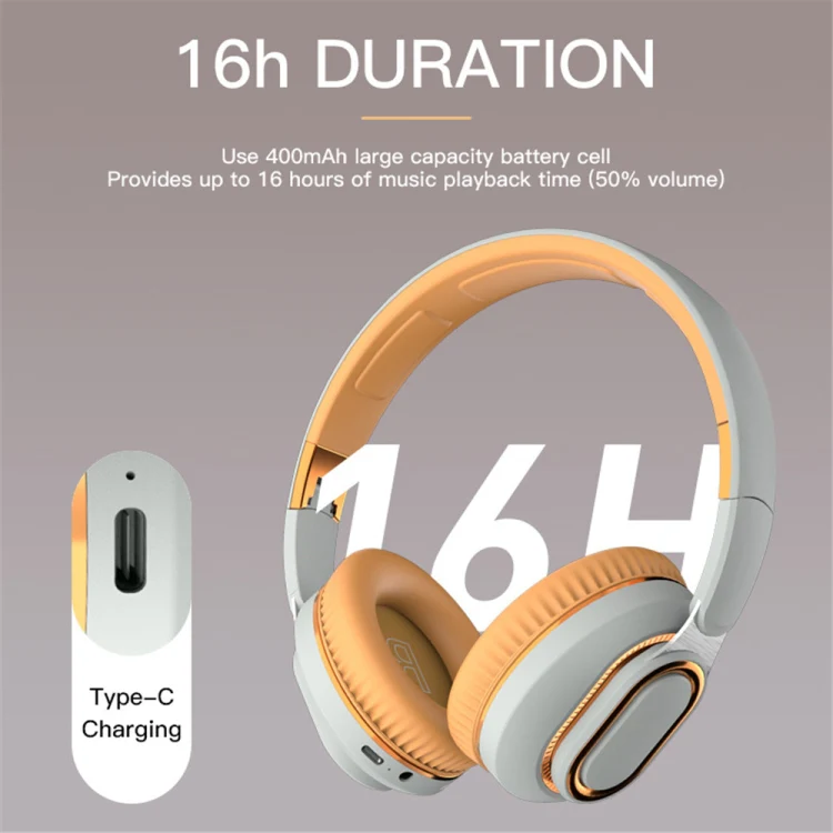 H7 Foldable Wireless Bluetooth Headset With Microphone Support TF Card, AUX(Light Gray) - Image 5