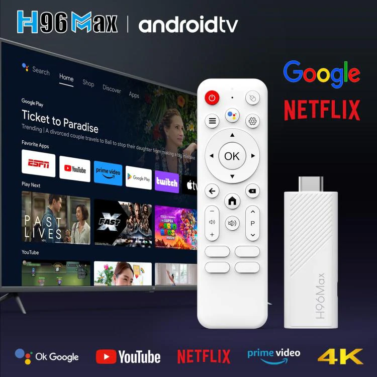 H96 Max H313 Android 14 Mini HD TV Stick with Remote Control, 2GB+8GB, ARM Cortex-A53 Quad Core(White) - Image 3