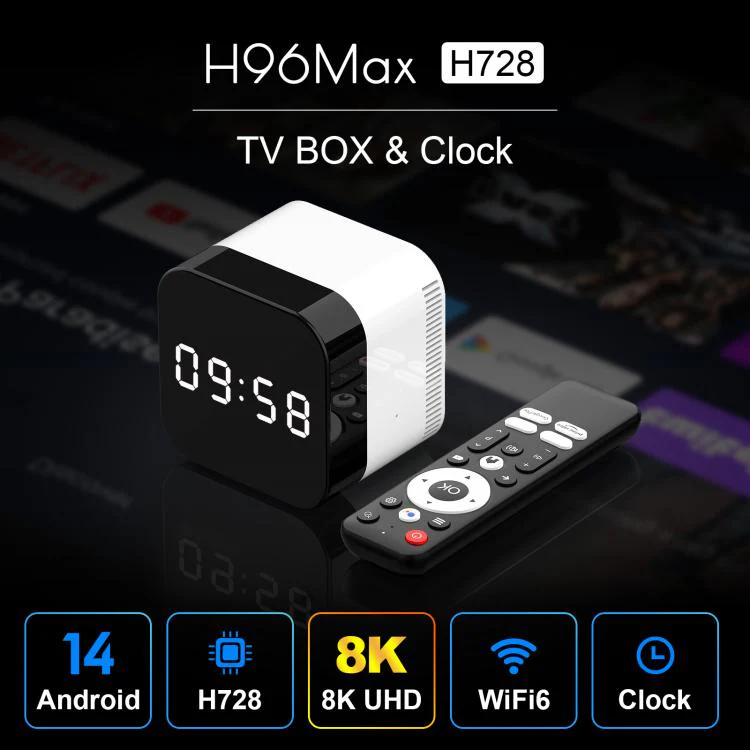 H96Max 8K UHD Android 14 Smart TV Box with Remote Control, 4GB+128GB, Allwinner H728 Octa-Core(UK Plug) - Image 2
