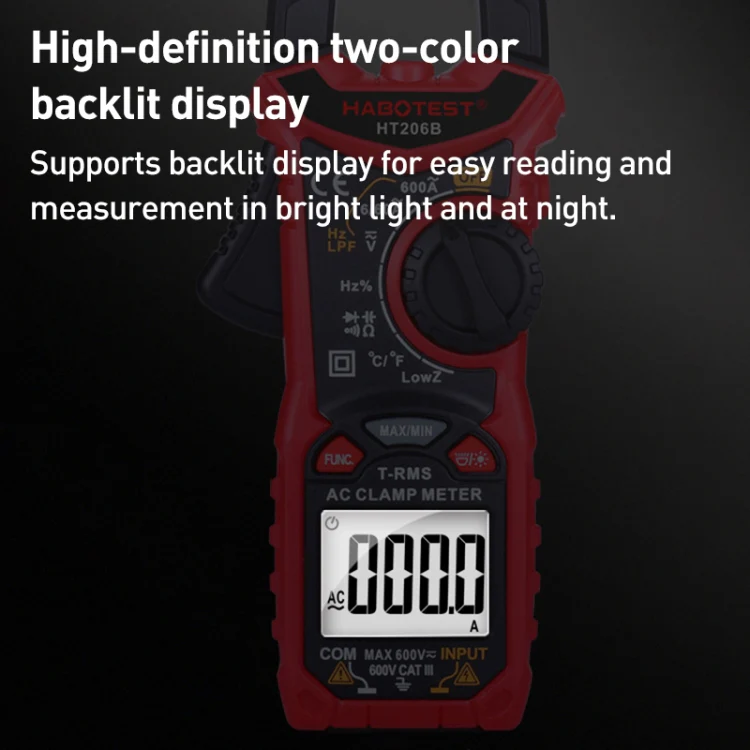 HABOTEST HT206B Auto-ranging High Precision Digital Clamp Multimeter - Image 4