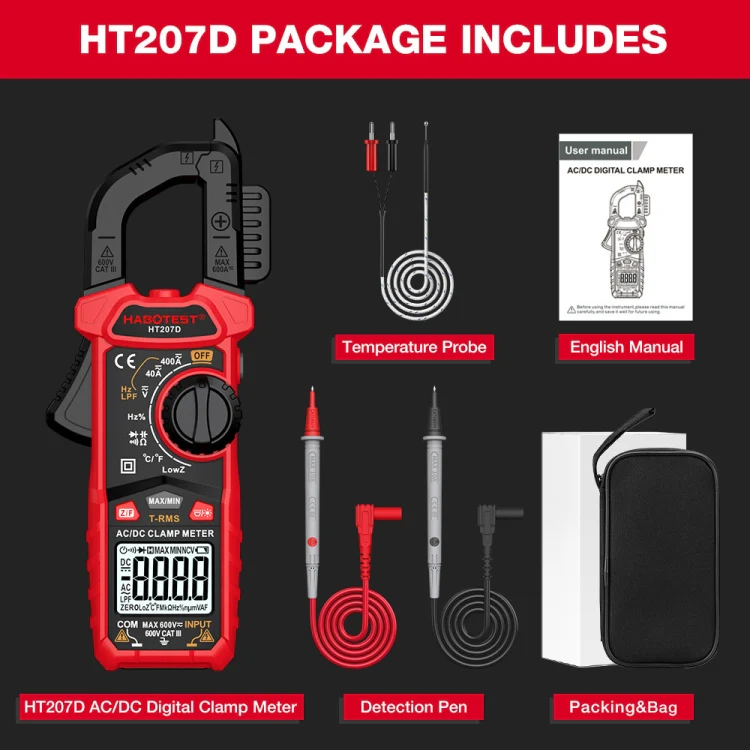 HABOTEST HT207D Multifunctional Digital Clamp Multimeter - Image 2