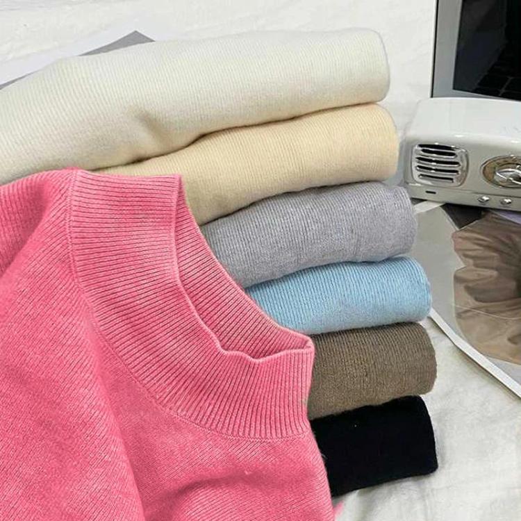 Half-Neck Collar Knitted Sweater Slim-Fit Long-Sleeved Inner Layer Top, Size: L(White) - Image 2