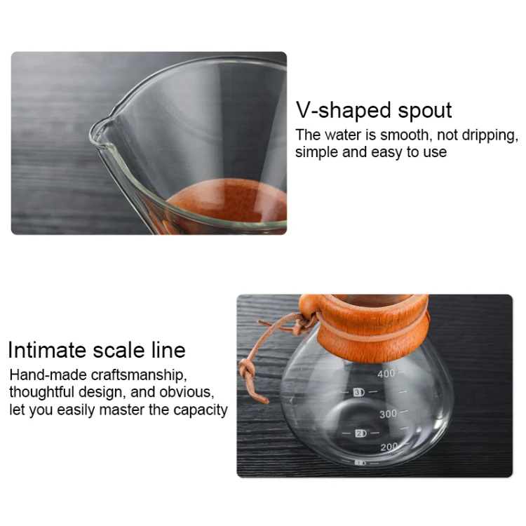 Hand Coffee Pot High Temperature Resistant 400ml Glass Coffee Pot, Style:Pot Without Strainer - Image 4