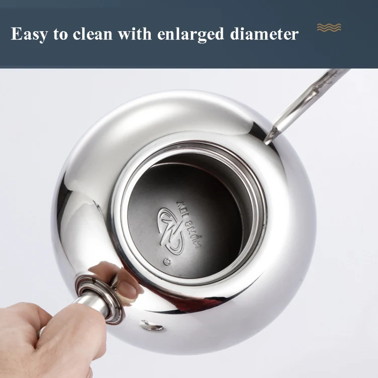 Hand Flush Pot Mocha Coffee Pot Stainless Steel Coffee Pot European Style Stainless Steel Teapot With Strainer, Capacity: 0.85L(Silver) - Image 4