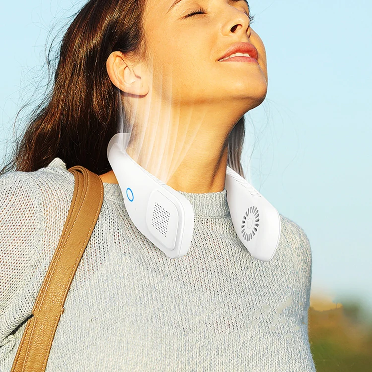 Hand Free Mini USB Neck Fan - Rechargeable Portable Headphone Design Wearable Neckband Fan, 3 Level Air Flow, 360 Degree Free Rotation Perfect for Sports, Office and Outdoor(Black) - Image 5