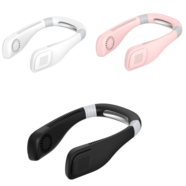 Hand Free Mini USB Neck Fan - Rechargeable Portable Headphone Design Wearable Neckband Fan, 3 Level Air Flow, 360 Degree Free Rotation Perfect for Sports, Office and Outdoor(White) - Image 2