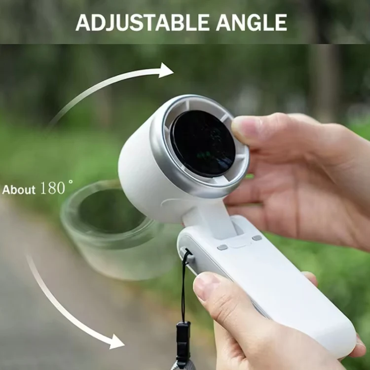 Hand-held Folding Turbo Fan Hanging Neck & Desktop Dual-use 5 Gear Adjustable with Digital Display(Dark Frey) - Image 7