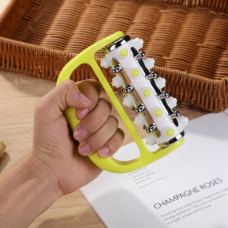 Handheld Curved Five-row Iron Column Roller Soothing Massager(Green) - Image 5