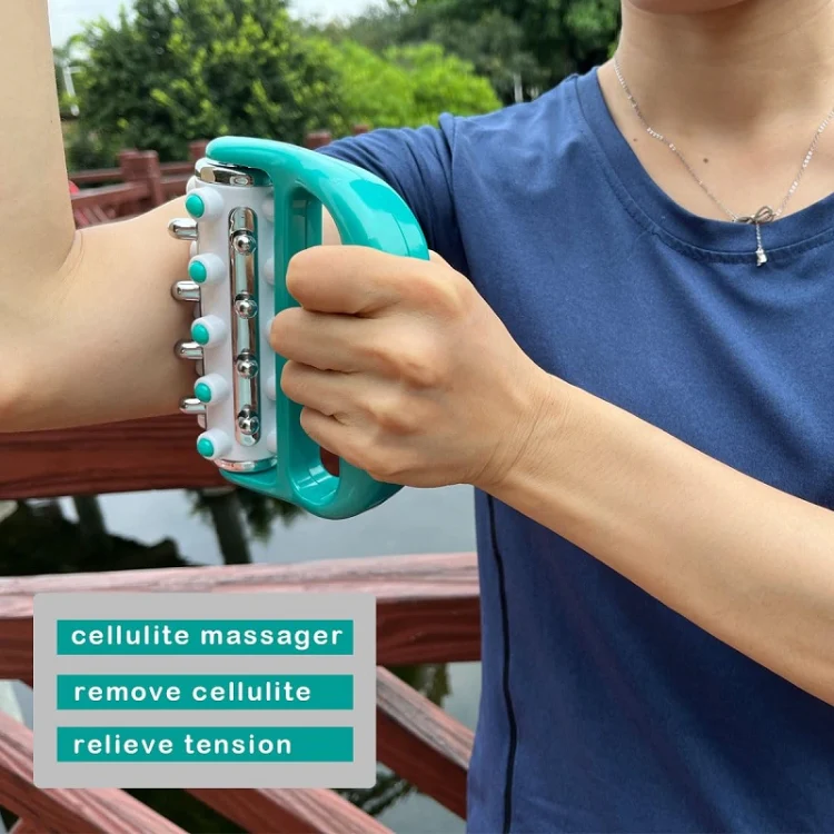 Handheld Curved Five-row Iron Column Roller Soothing Massager(Green) - Image 6
