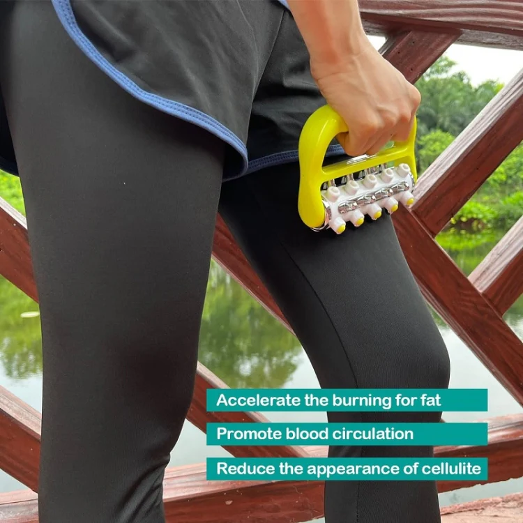 Handheld Curved Five-row Iron Column Roller Soothing Massager(Green) - Image 7