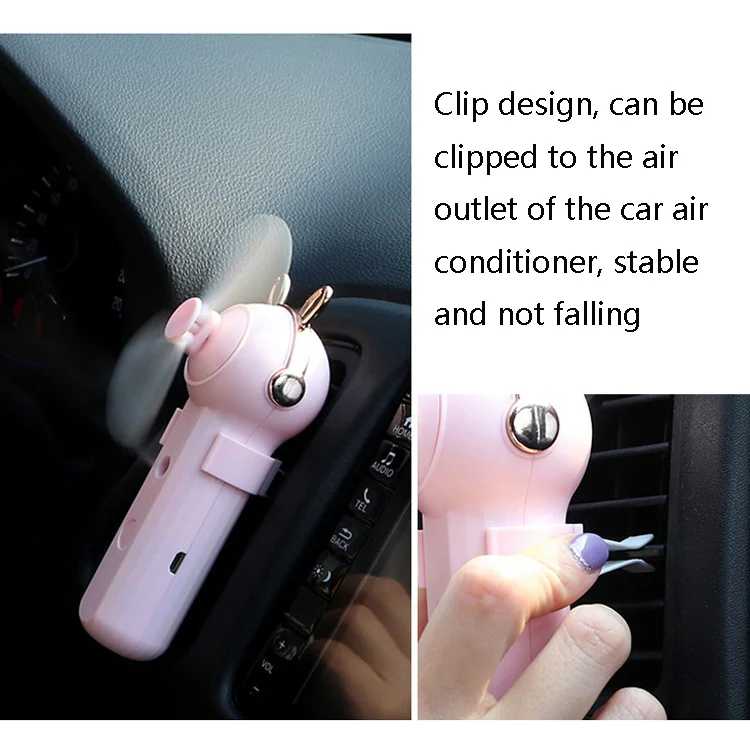 Handheld Hydrating Device Chargeable Fan Mini USB Charging Spray Humidification Small Fan(M10 Blue Kitten) - Image 4