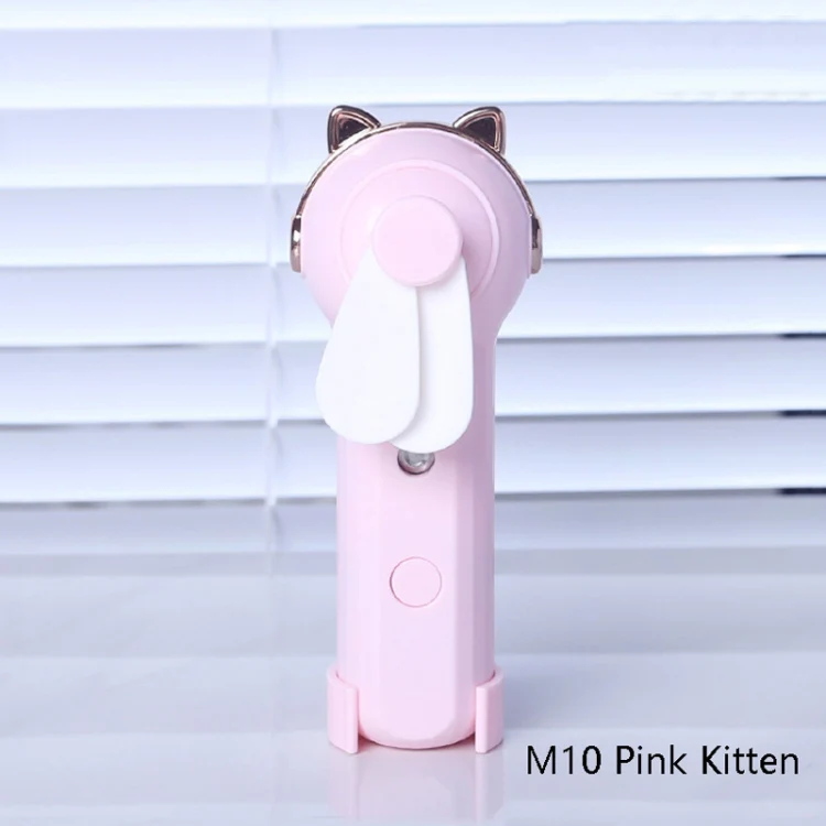 Handheld Hydrating Device Chargeable Fan Mini USB Charging Spray Humidification Small Fan(M10 Pink Kitten) - Image 2
