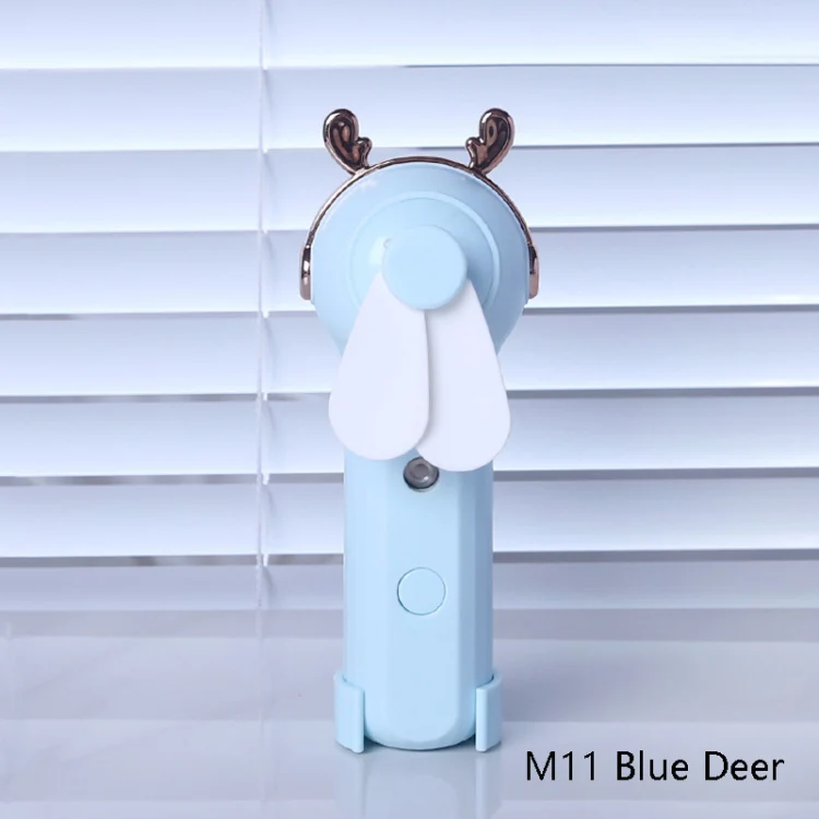 Handheld Hydrating Device Chargeable Fan Mini USB Charging Spray Humidification Small Fan(M11 Blue Deer) - Image 2