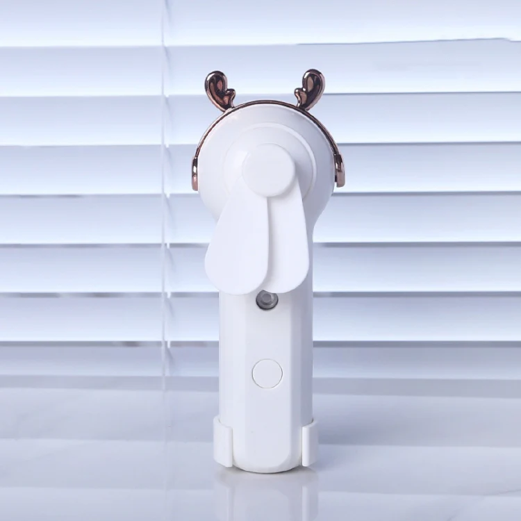 Handheld Hydrating Device Chargeable Fan Mini USB Charging Spray Humidification Small Fan(M11 White Deer)