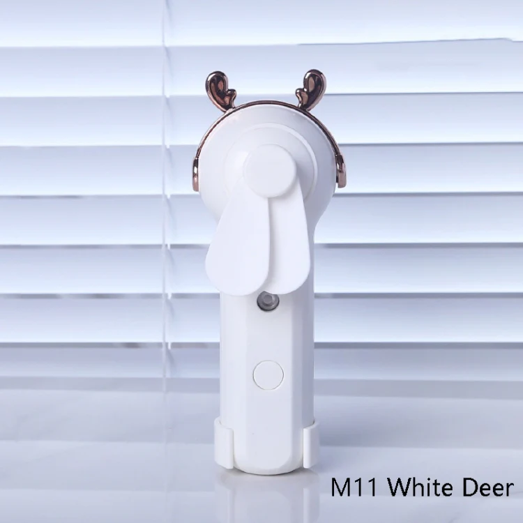 Handheld Hydrating Device Chargeable Fan Mini USB Charging Spray Humidification Small Fan(M11 White Deer) - Image 2